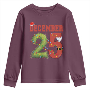 Christmas December 25 Youth Sweatshirt Family Holiday Xmas TS14 Maroon Print Your Wear