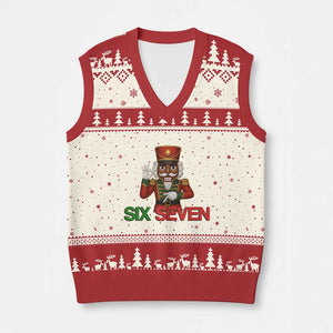67 Six Seven Black Nutcracker Christmas Meme V-Neck Knit Sweater Vest TS14 Beige Red Print Your Wear