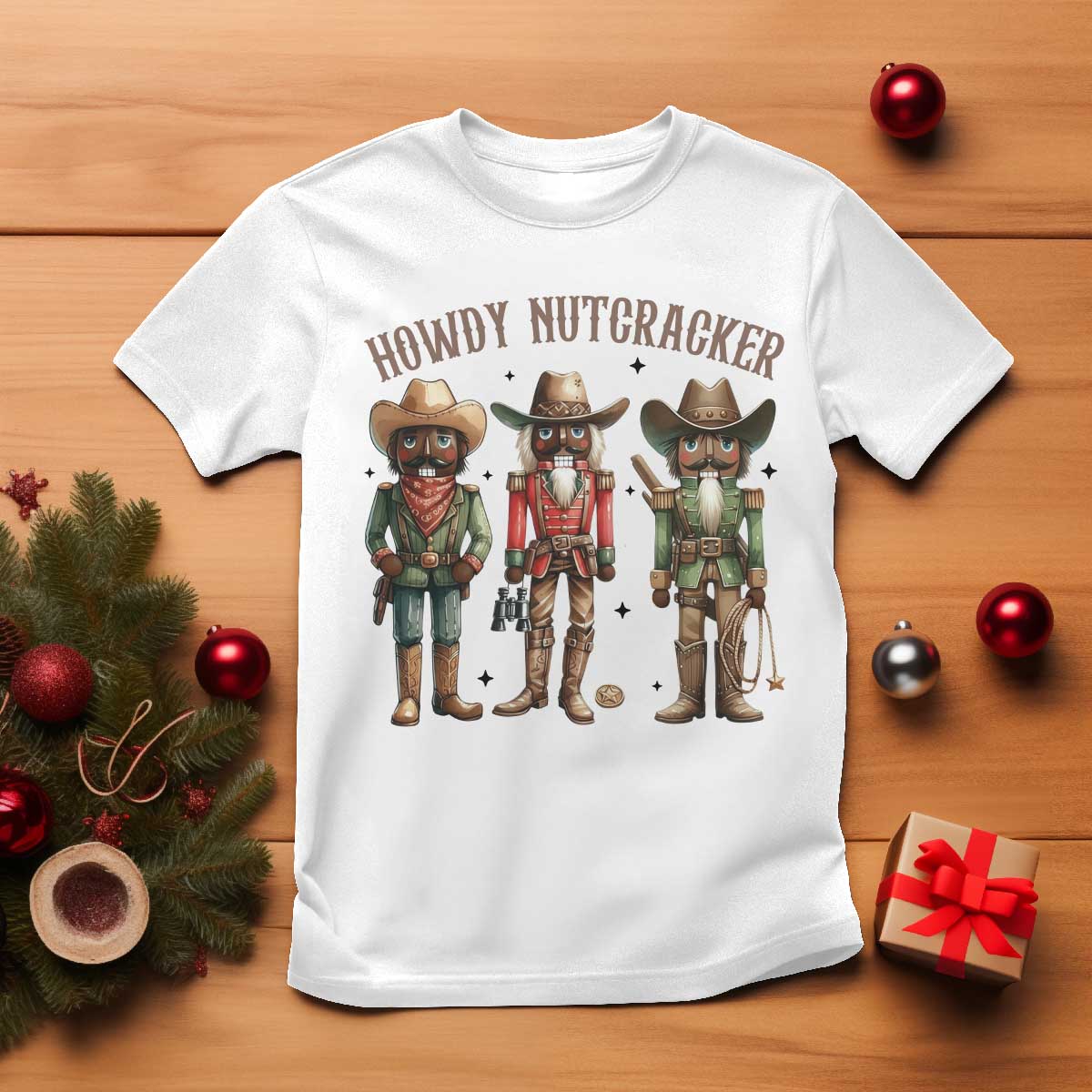 Nutcracker Cowboy Christmas Western Country Howdy T Shirt TS14 White Print Your Wear