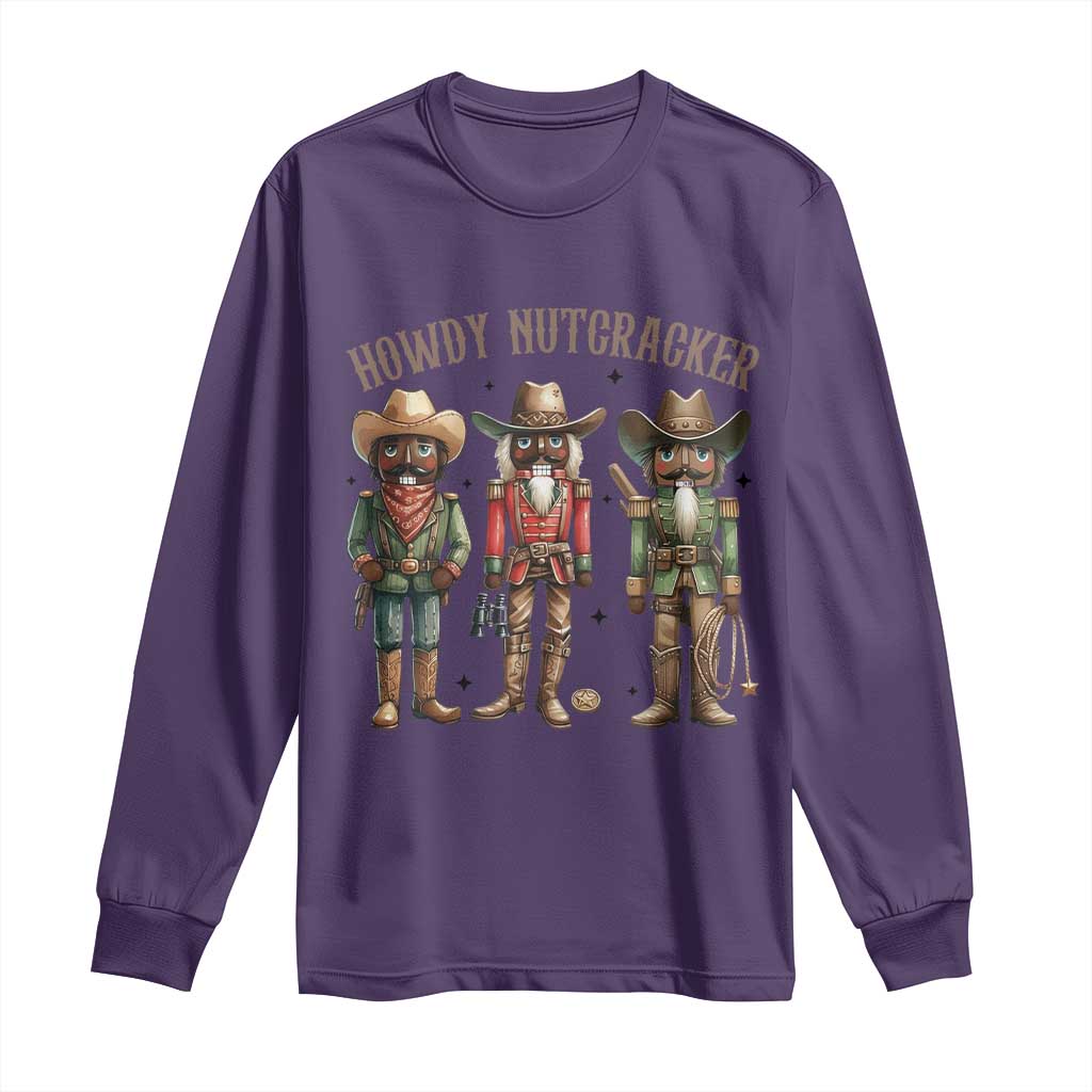 Nutcracker Cowboy Christmas Western Country Howdy Long Sleeve Shirt TS14 Purple Print Your Wear