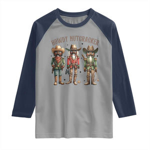 Nutcracker Cowboy Christmas Western Country Howdy Raglan Shirt TS14 Sport Gray Navy Print Your Wear