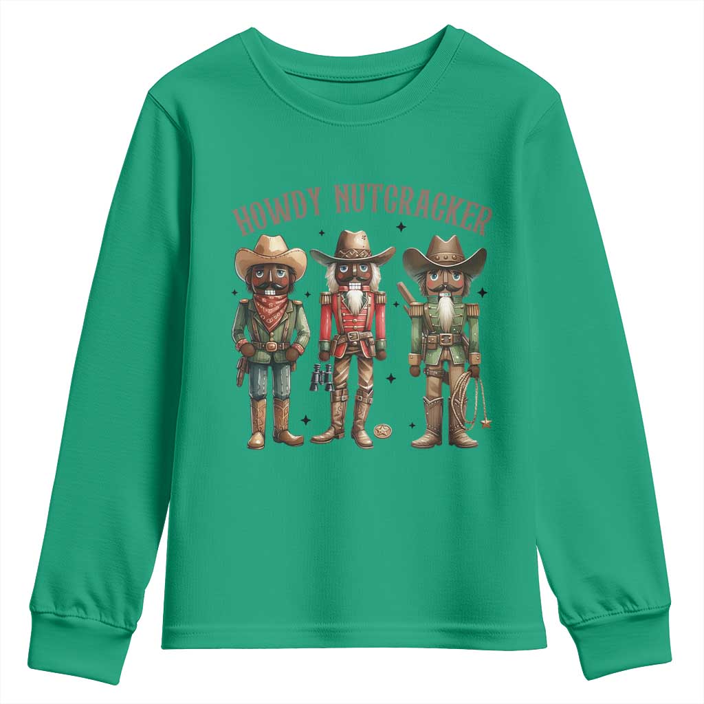 Nutcracker Cowboy Christmas Western Country Howdy Youth Sweatshirt TS14 Irish Green Print Your Wear
