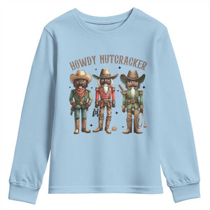Nutcracker Cowboy Christmas Western Country Howdy Youth Sweatshirt TS14 Light Blue Print Your Wear