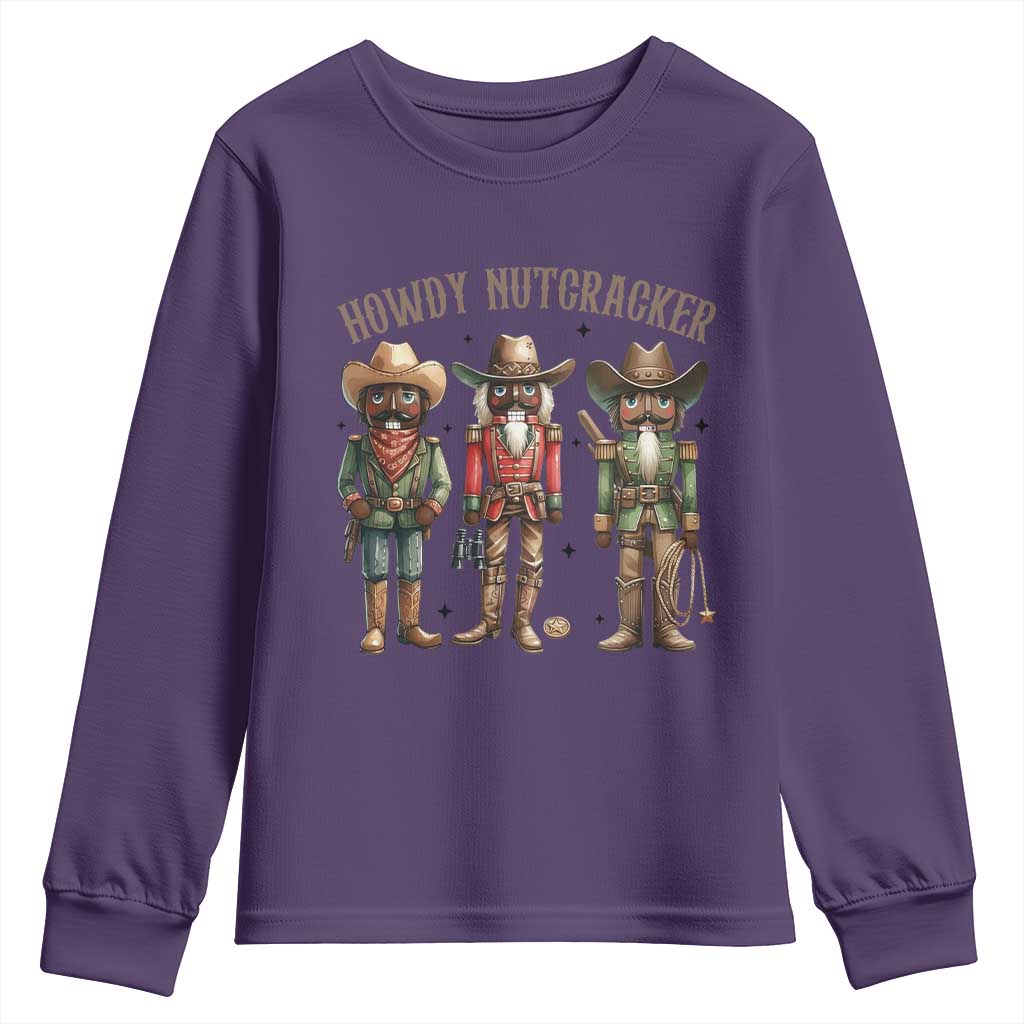 Nutcracker Cowboy Christmas Western Country Howdy Youth Sweatshirt TS14 Purple Print Your Wear