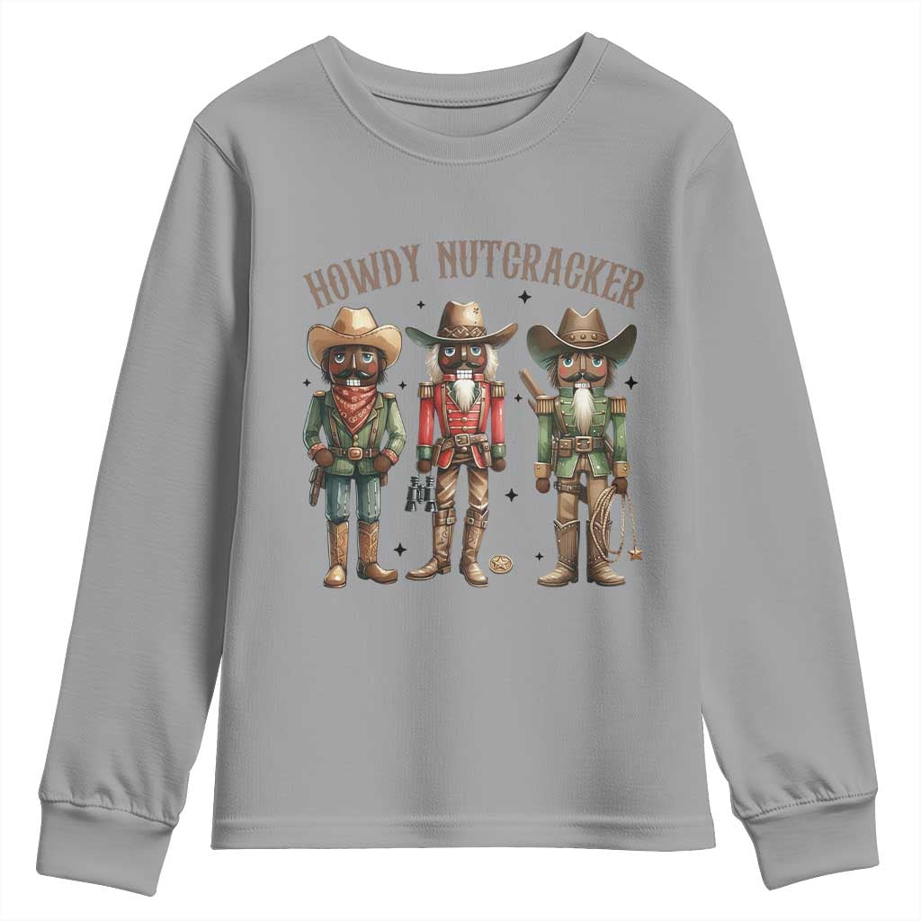Nutcracker Cowboy Christmas Western Country Howdy Youth Sweatshirt TS14 Sport Gray Print Your Wear