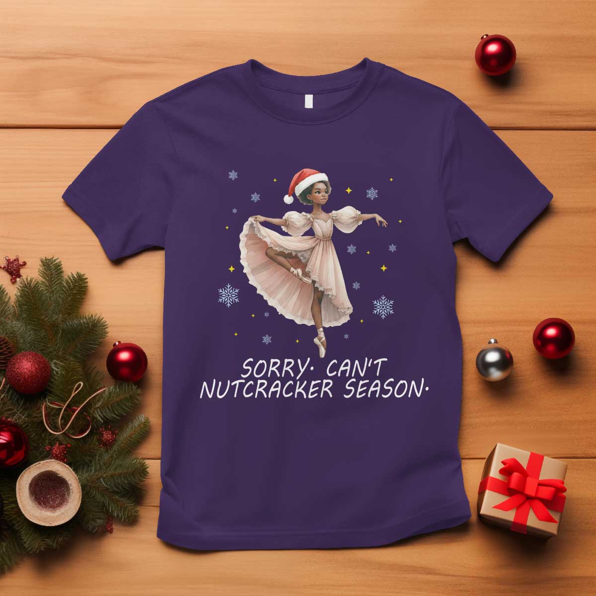 Black Nutcracker Ballet Christmas T Shirt TS14 Purple Print Your Wear