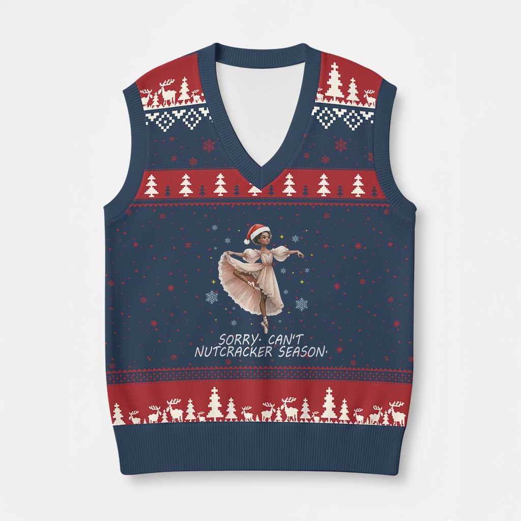 Black Nutcracker Ballet Christmas V-Neck Knit Sweater Vest TS14 Navy Red Print Your Wear