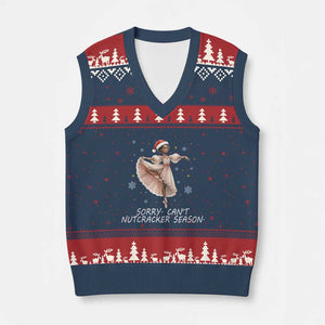 Black Nutcracker Ballet Christmas V-Neck Knit Sweater Vest TS14 Navy Red Print Your Wear