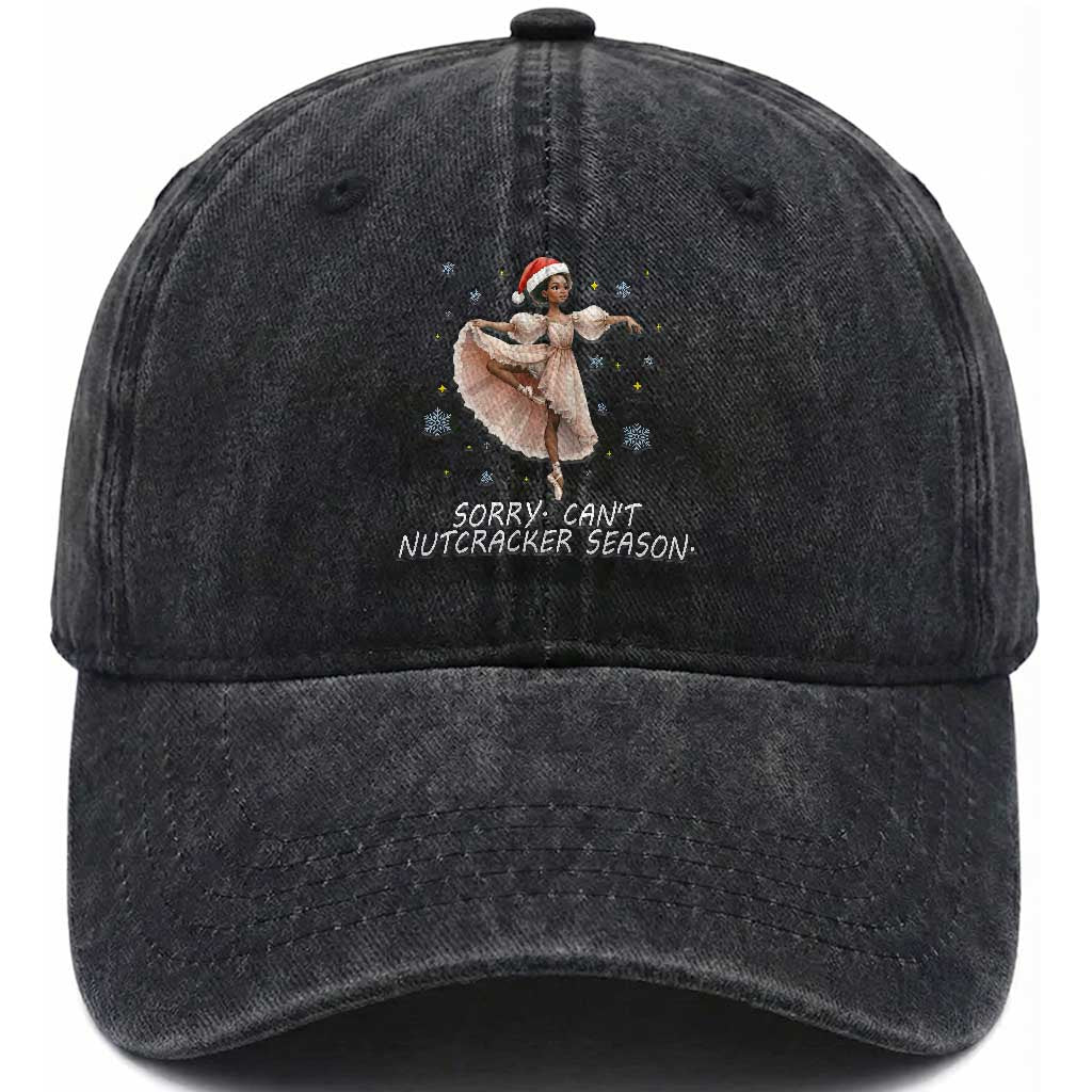 Black Nutcracker Ballet Christmas Washed Cotton Baseball Cap TS14 Washed Cap Universal Fit Black Print Your Wear