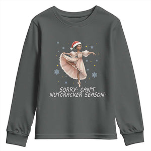 Black Nutcracker Ballet Christmas Youth Sweatshirt TS14 Dark Heather Print Your Wear