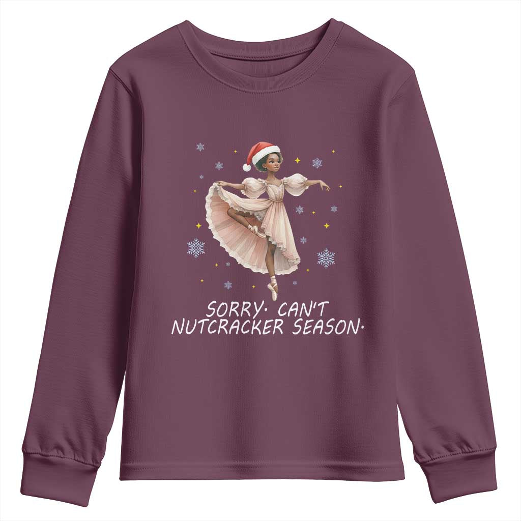 Black Nutcracker Ballet Christmas Youth Sweatshirt TS14 Maroon Print Your Wear