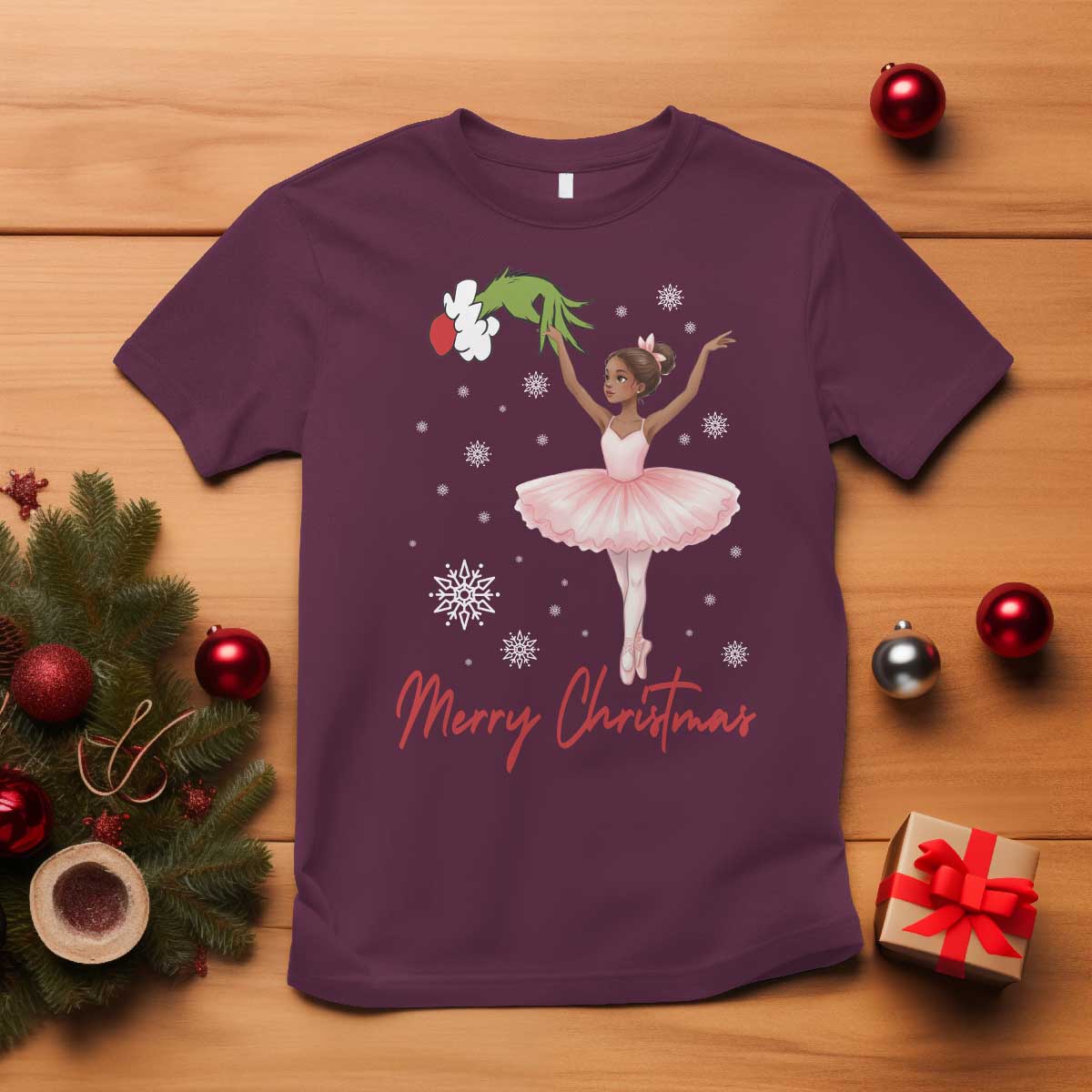 Black Nutcracker Ballet T Shirt Merry Christmas TS14 Maroon Print Your Wear