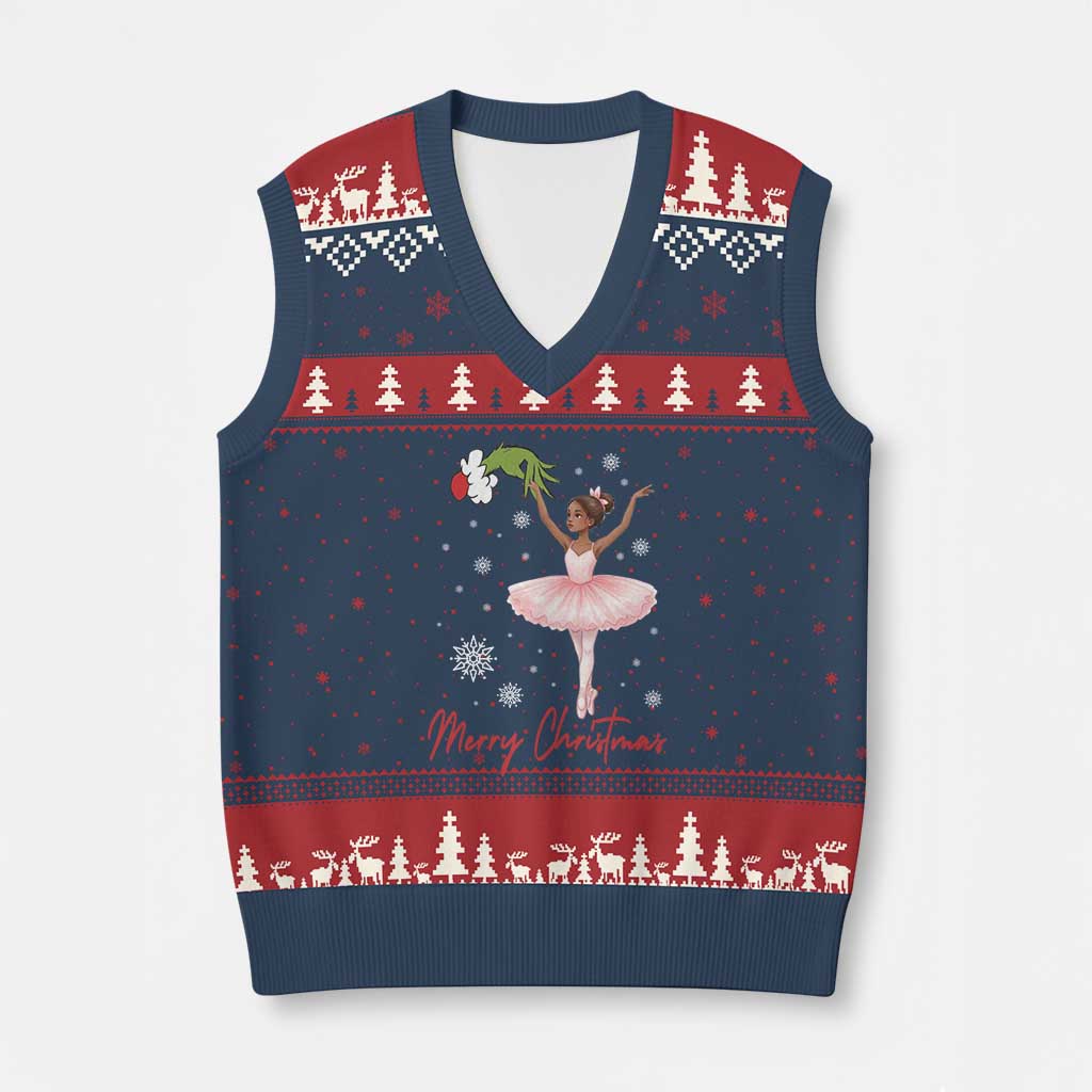 Black Nutcracker Ballet V-Neck Knit Sweater Vest Merry Christmas TS14 Navy Red Print Your Wear