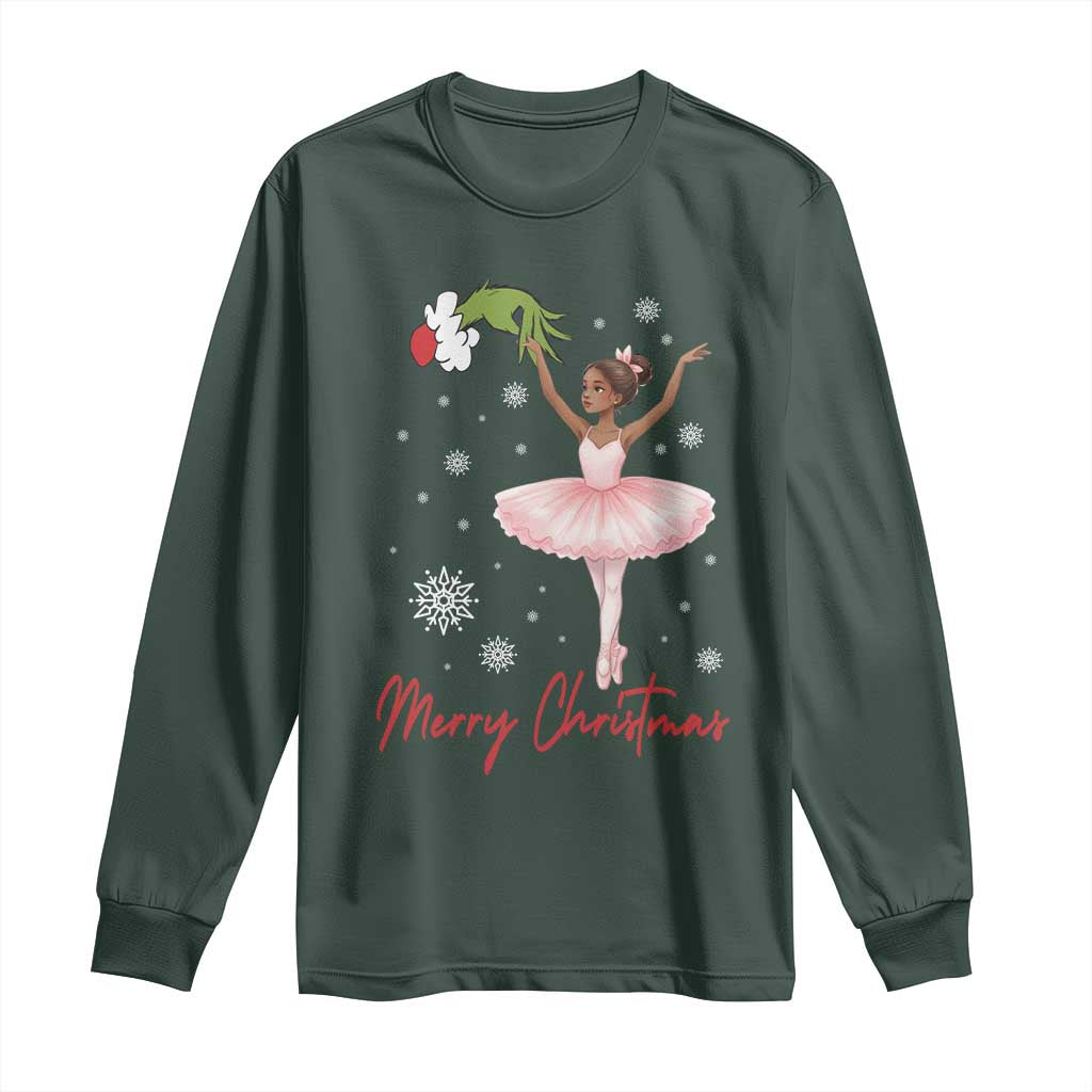 Black Nutcracker Ballet Long Sleeve Shirt Merry Christmas TS14 Dark Forest Green Print Your Wear