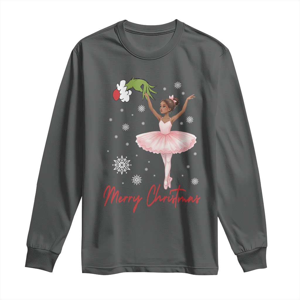 Black Nutcracker Ballet Long Sleeve Shirt Merry Christmas TS14 Dark Heather Print Your Wear