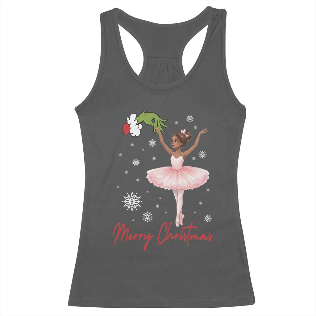 Black Nutcracker Ballet Racerback Tank Top Merry Christmas TS14 Dark Heather Print Your Wear