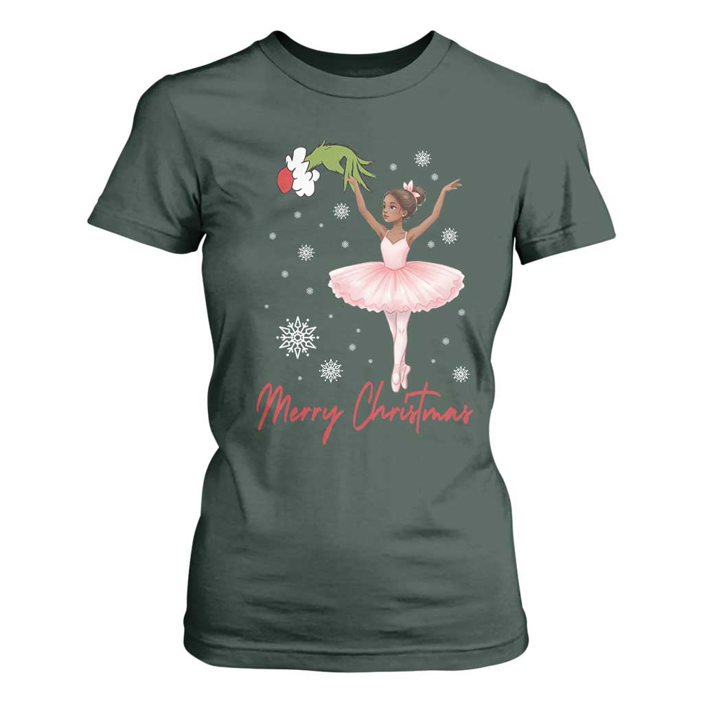 Black Nutcracker Ballet T Shirt For Women Merry Christmas TS14 Dark Forest Green Print Your Wear