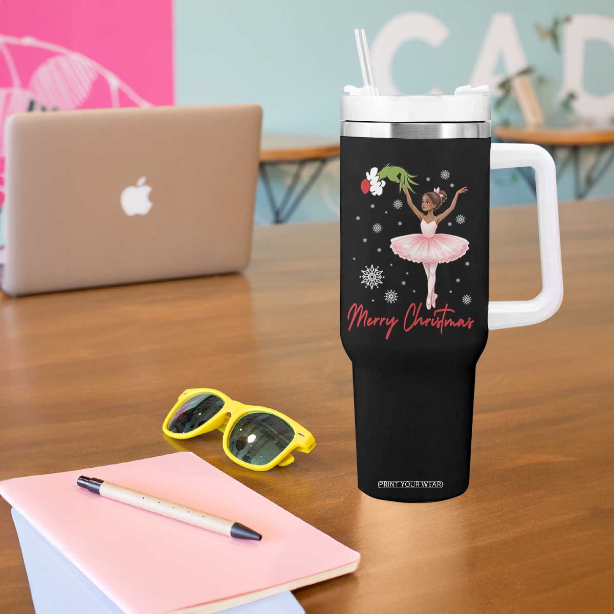 Black Nutcracker Ballet Tumbler With Handle Merry Christmas TS14 Print Your Wear