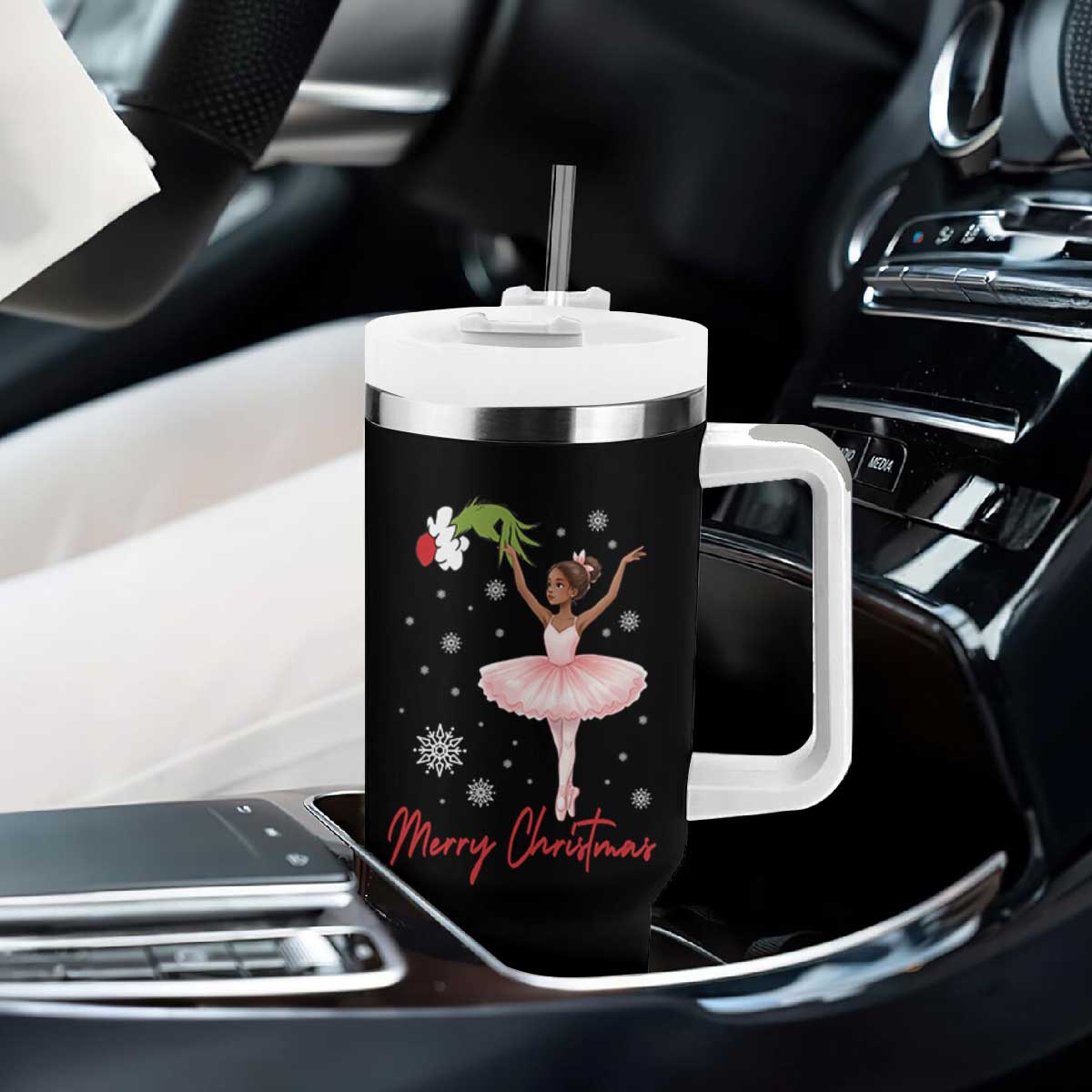 Black Nutcracker Ballet Tumbler With Handle Merry Christmas TS14 Print Your Wear