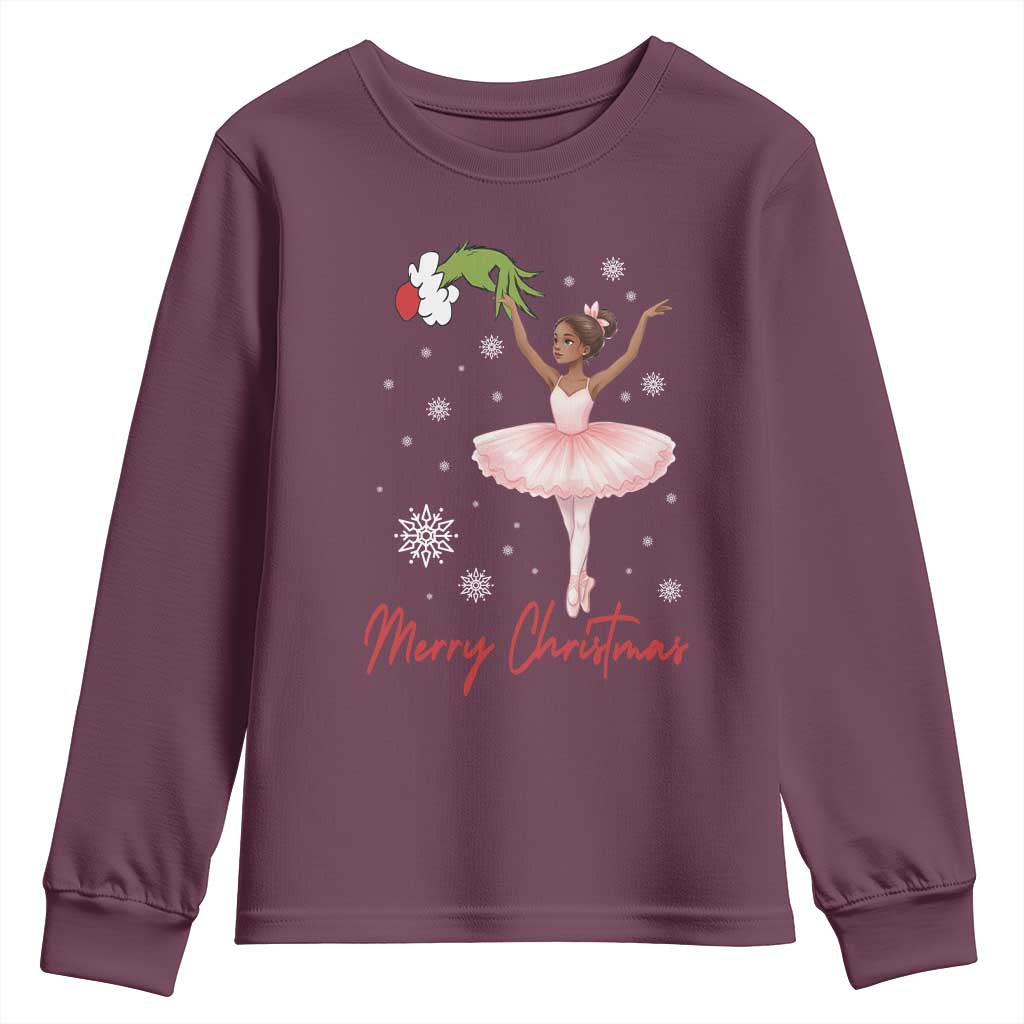 Black Nutcracker Ballet Youth Sweatshirt Merry Christmas TS14 Maroon Print Your Wear