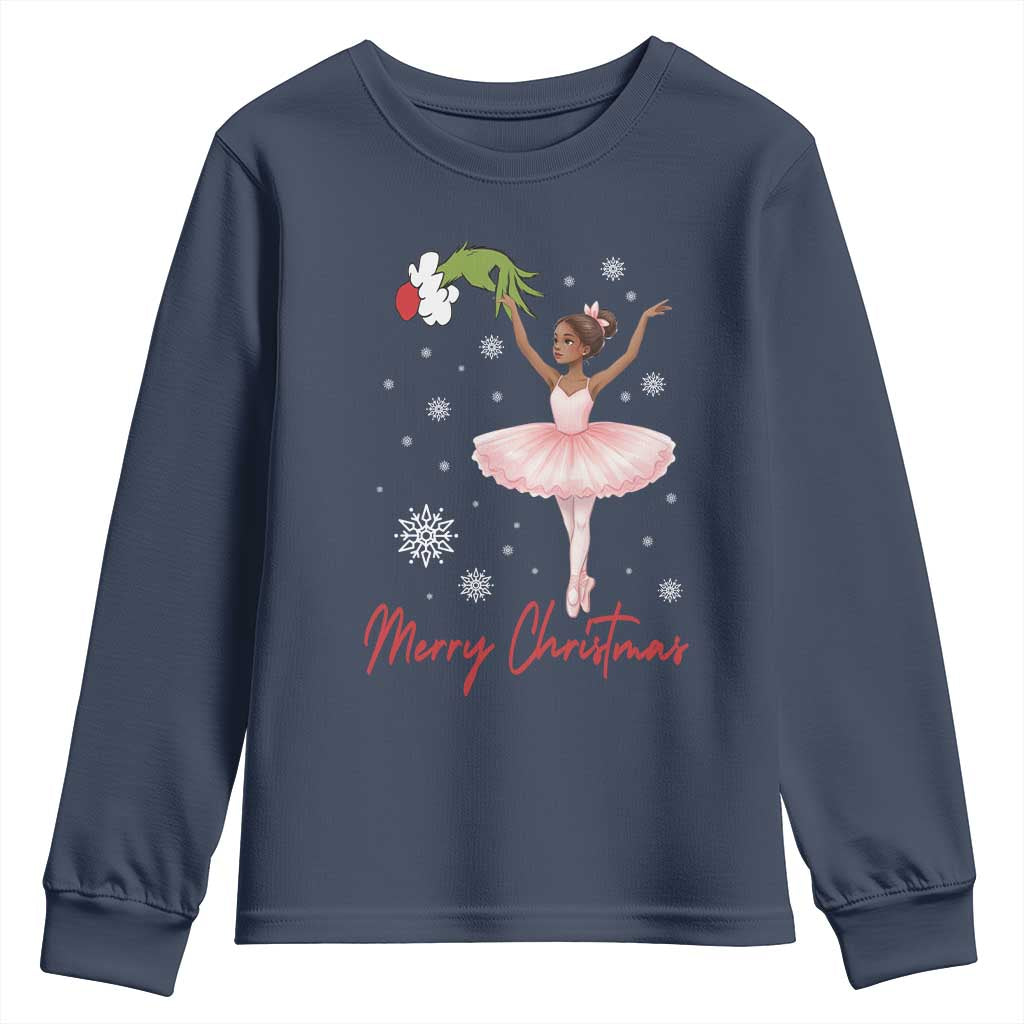 Black Nutcracker Ballet Youth Sweatshirt Merry Christmas TS14 Navy Print Your Wear