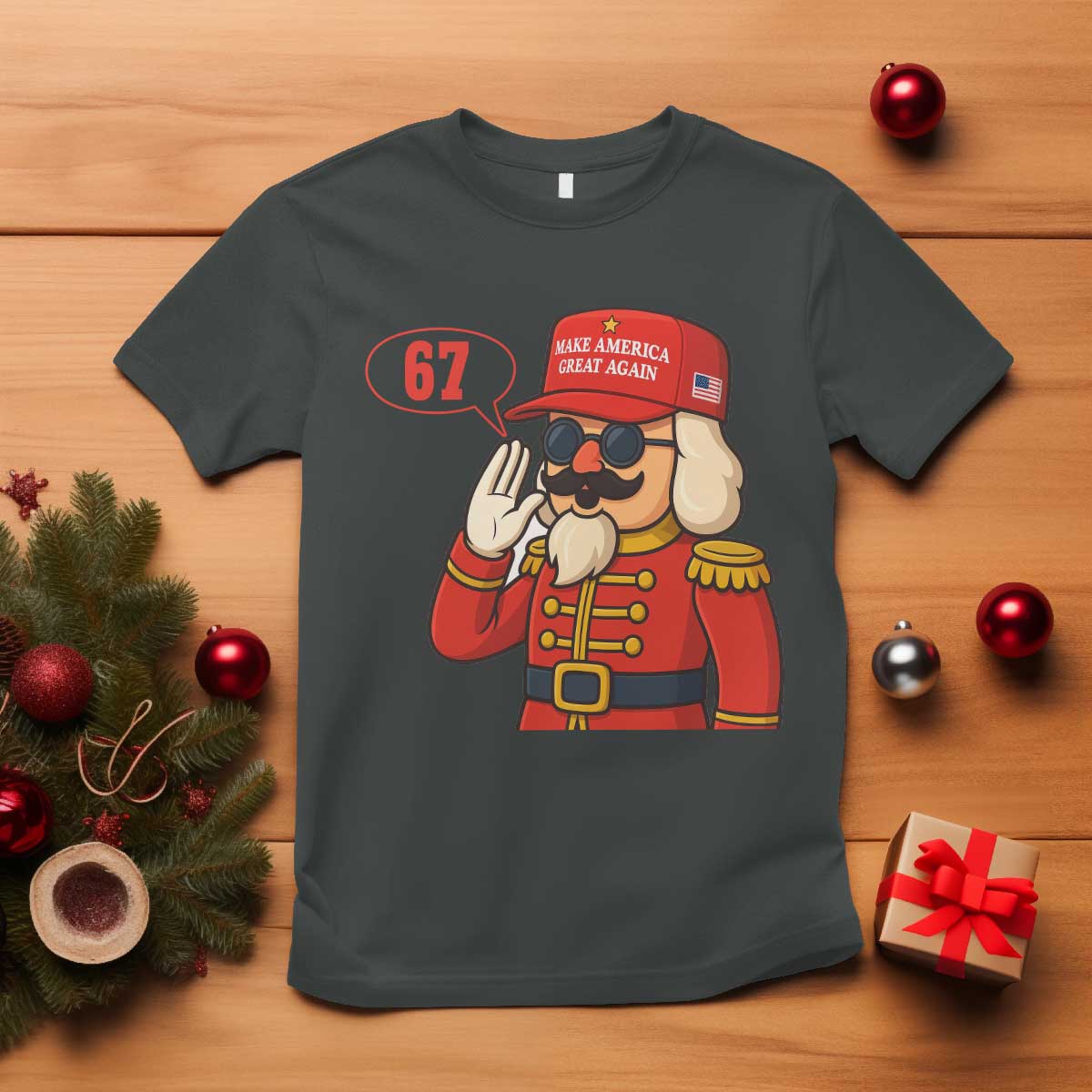67 Six Seven Christmas Meme T Shirt Funny Nutcracker Make Xmas Great Again TS14 Dark Heather Print Your Wear