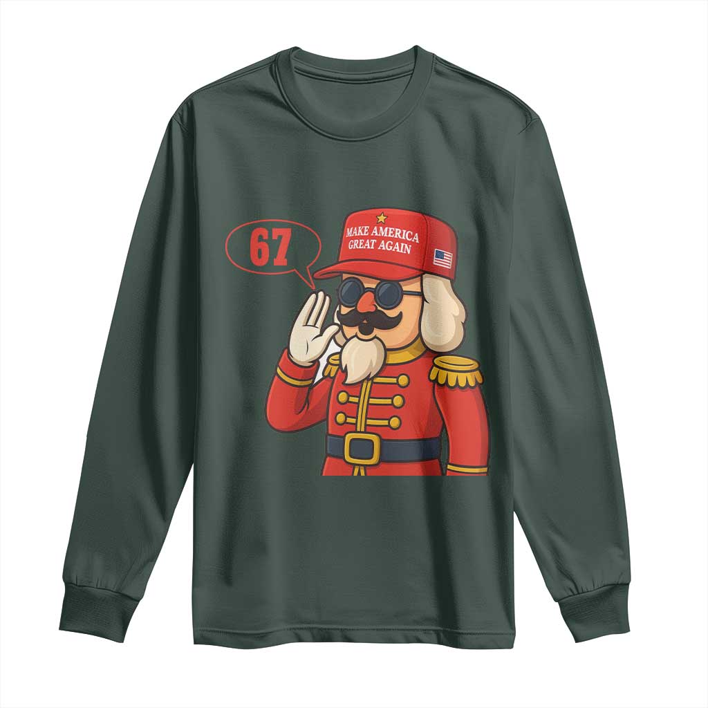 67 Six Seven Christmas Meme Long Sleeve Shirt Funny Nutcracker Make Xmas Great Again TS14 Dark Forest Green Print Your Wear