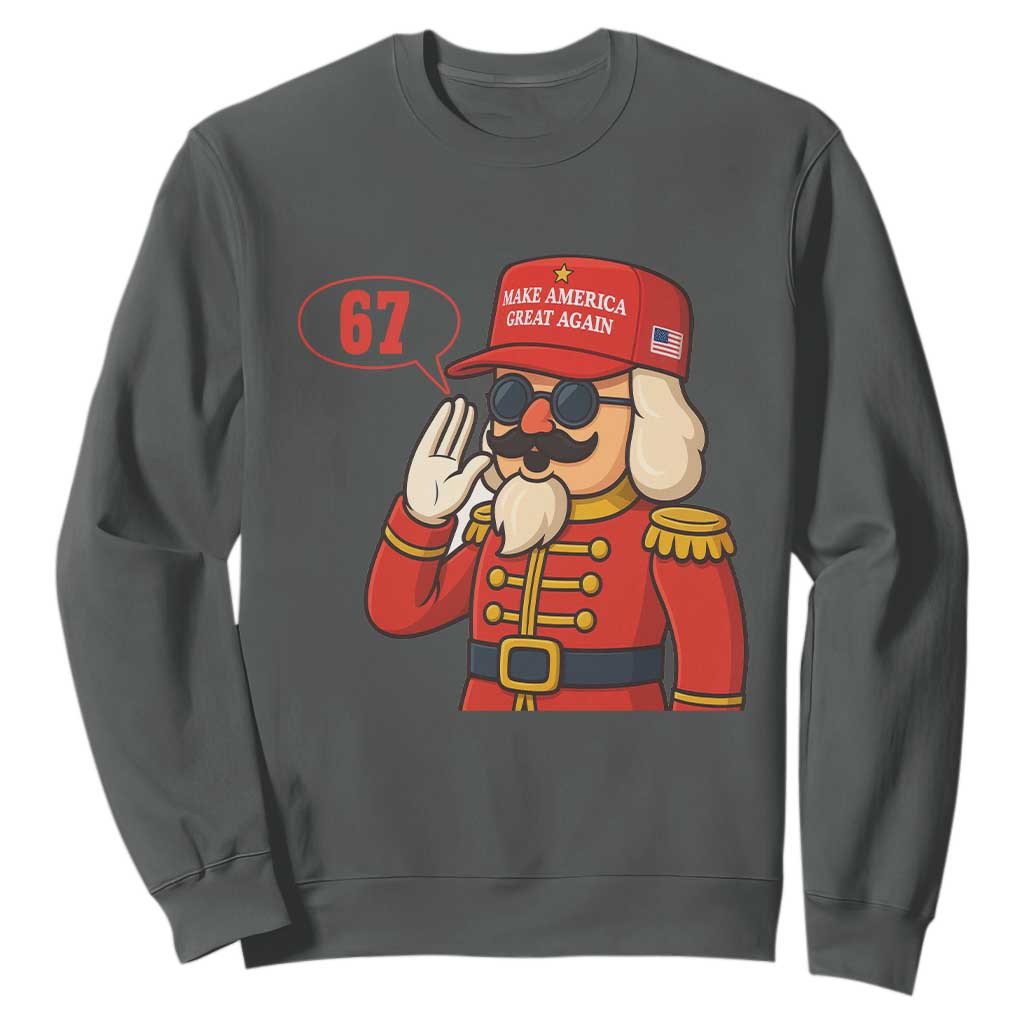 67 Six Seven Christmas Meme Sweatshirt Funny Nutcracker Make Xmas Great Again TS14 Dark Heather Print Your Wear