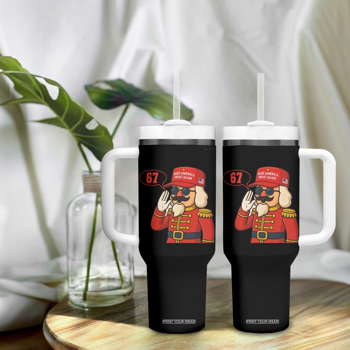 67 Six Seven Christmas Meme Tumbler With Handle Funny Nutcracker Make Xmas Great Again TS14 Print Your Wear