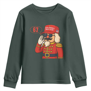 67 Six Seven Christmas Meme Youth Sweatshirt Funny Nutcracker Make Xmas Great Again TS14 Dark Forest Green Print Your Wear
