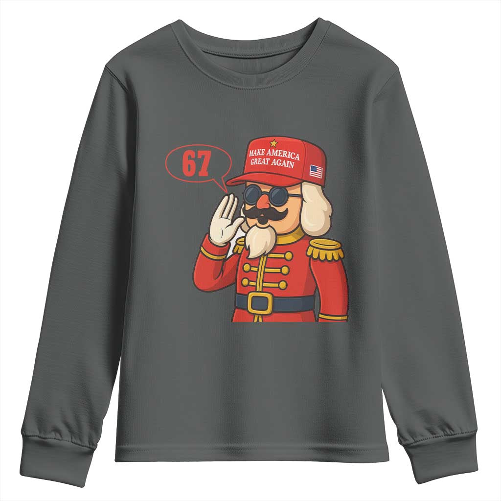 67 Six Seven Christmas Meme Youth Sweatshirt Funny Nutcracker Make Xmas Great Again TS14 Dark Heather Print Your Wear