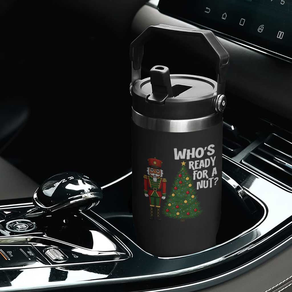 Black Nutcracker Christmas Flip Straw Tumbler Who Is Ready For A Nut TS14 Print Your Wear