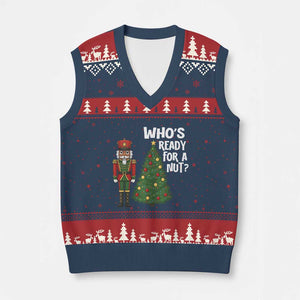 Black Nutcracker Christmas V-Neck Knit Sweater Vest Who Is Ready For A Nut TS14 Navy Red Print Your Wear