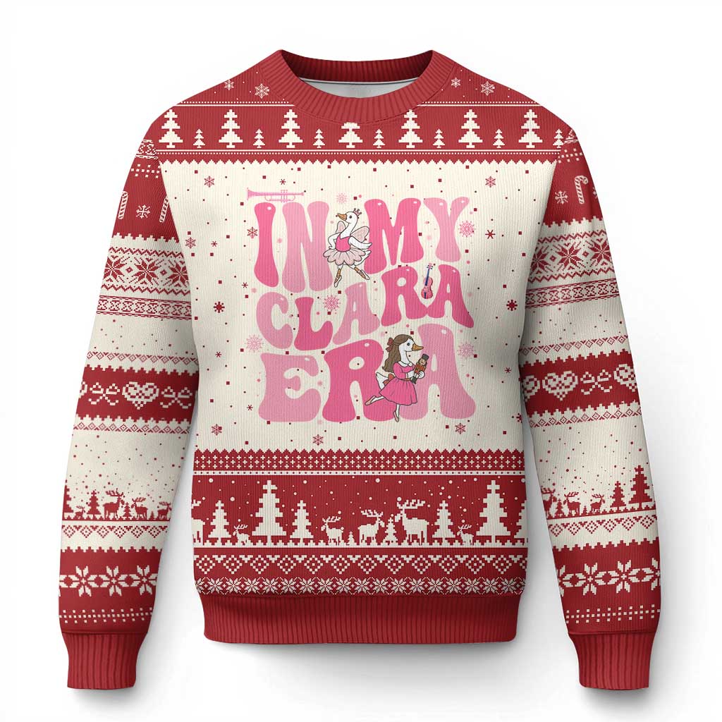Nutcracker Goose Ballet Ugly Christmas Sweater In My Clara Era TS14 Beige Red Print Your Wear
