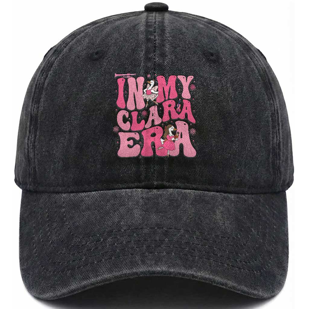 Nutcracker Goose Ballet Washed Cotton Baseball Cap In My Clara Era TS14 Washed Cap Universal Fit Black Print Your Wear