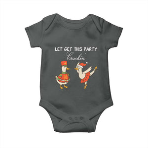 Funny Nutcracker Goose Christmas Baby Onesie Let Get This Party Crackin TS14 Dark Heather Print Your Wear