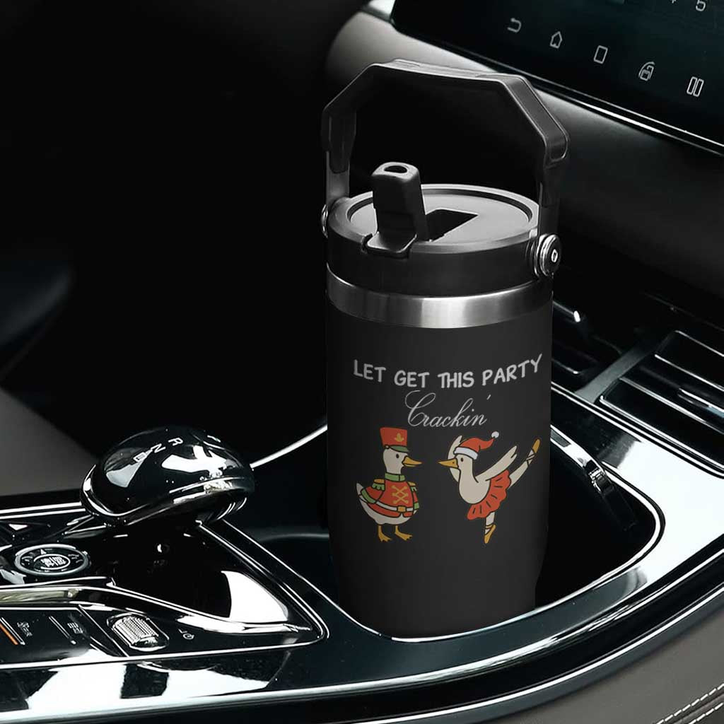 Funny Nutcracker Goose Christmas Flip Straw Tumbler Let Get This Party Crackin - Print Your Wear