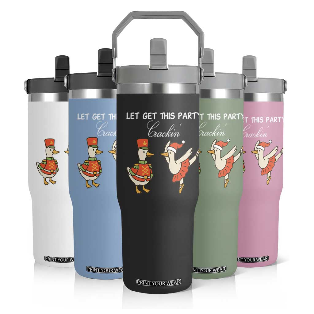 Funny Nutcracker Goose Christmas Flip Straw Tumbler Let Get This Party Crackin TS14 Print Your Wear