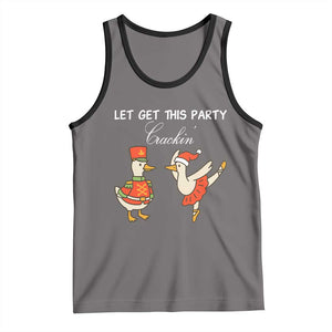 Funny Nutcracker Goose Christmas Tank Top Let Get This Party Crackin TS14 Deep Heather Black Print Your Wear