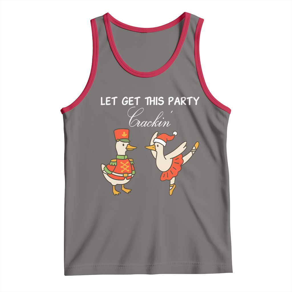 Funny Nutcracker Goose Christmas Tank Top Let Get This Party Crackin TS14 Deep Heather Red Print Your Wear