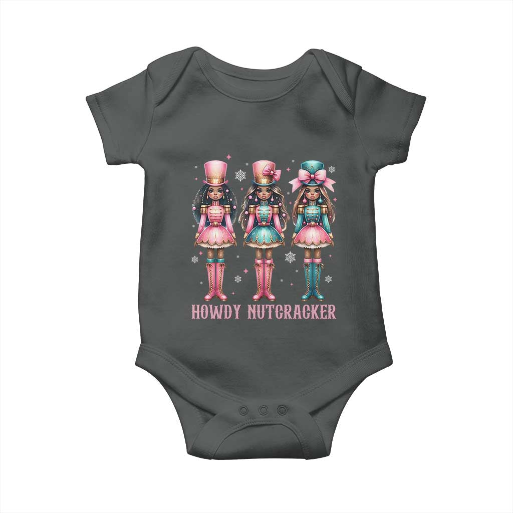 Howdy Nutcracker Cowgirl Christmas Western Country Baby Onesie TS14 Dark Heather Print Your Wear