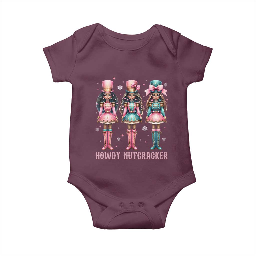 Howdy Nutcracker Cowgirl Christmas Western Country Baby Onesie TS14 Maroon Print Your Wear