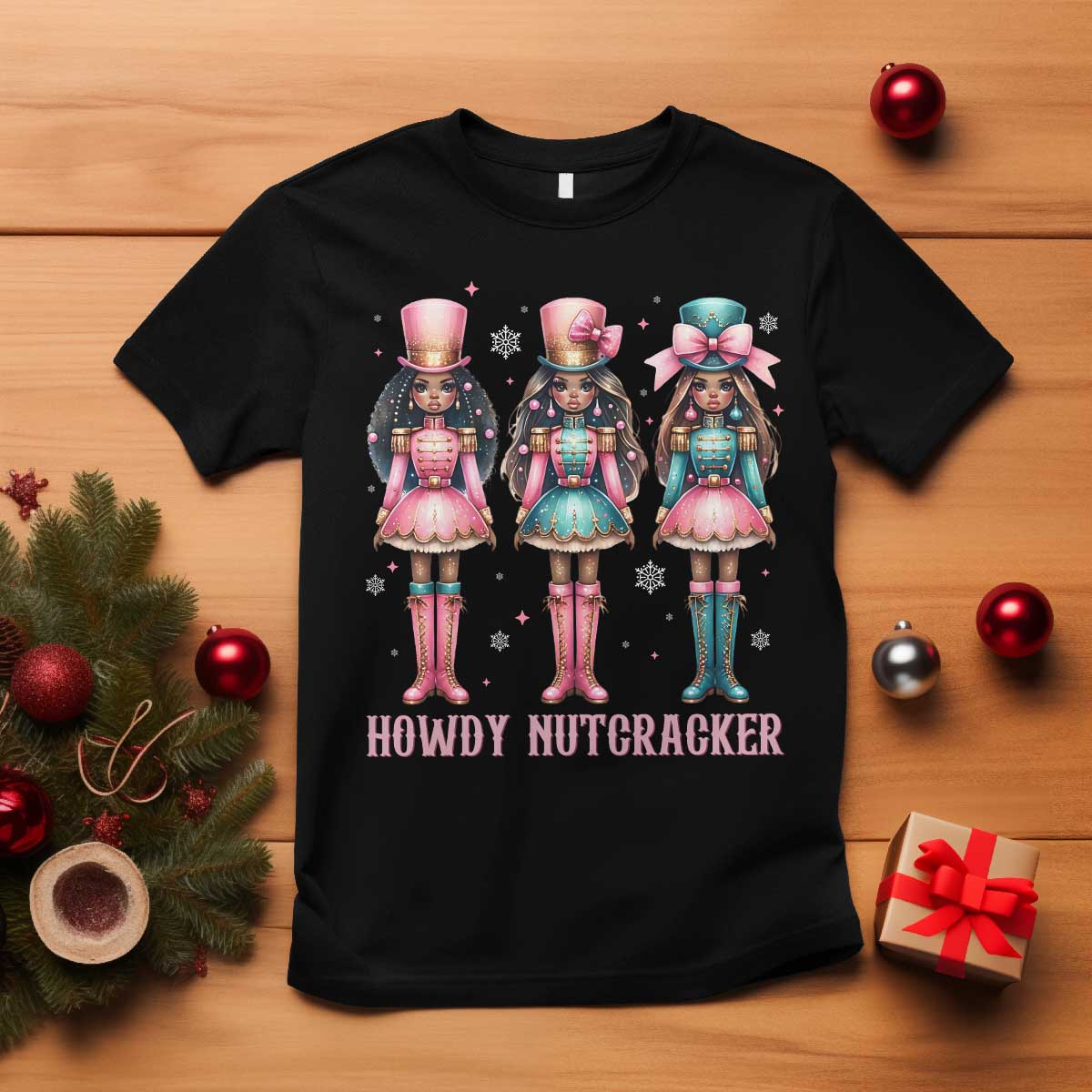 Howdy Nutcracker Cowgirl Christmas Western Country T Shirt TS14 Black Print Your Wear