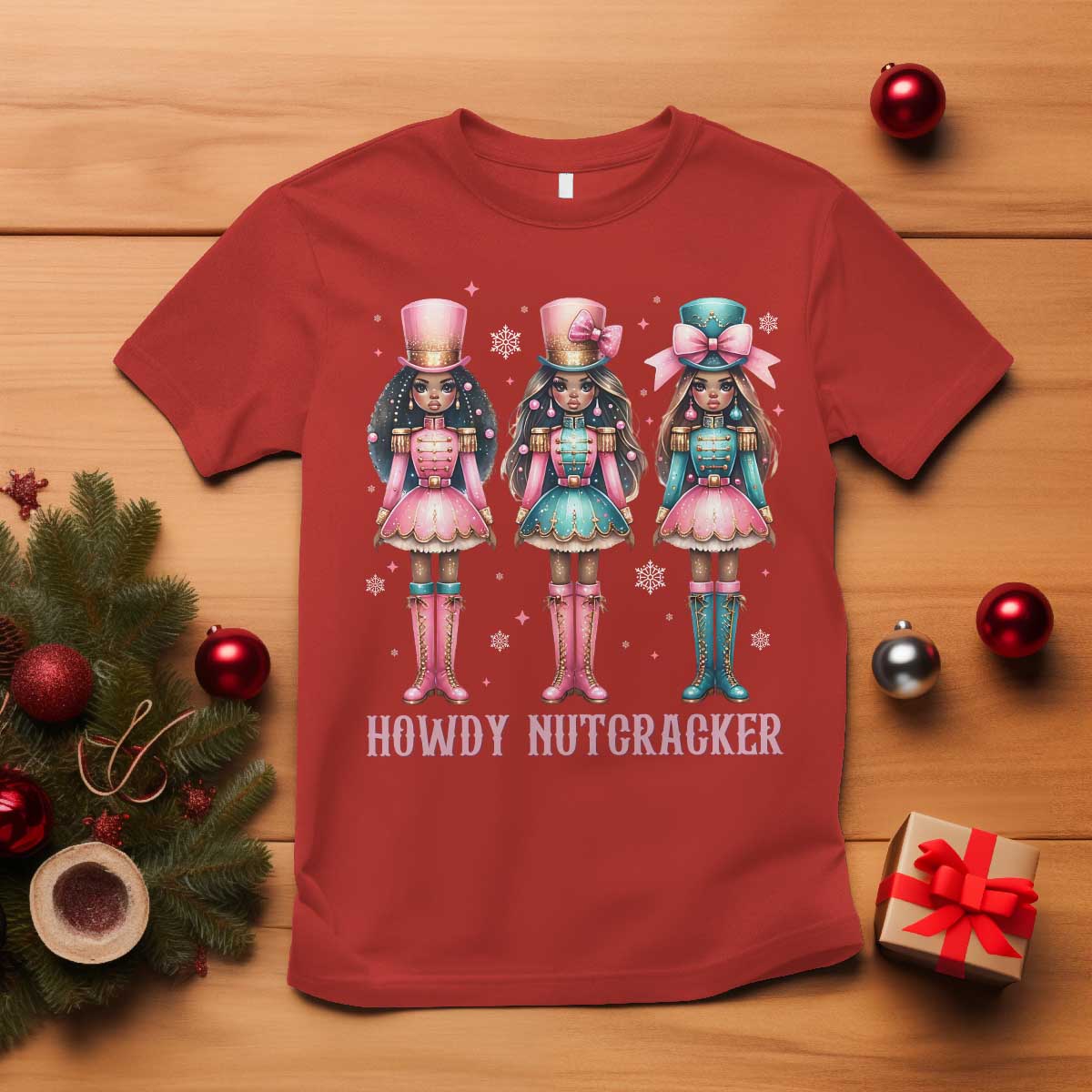 Howdy Nutcracker Cowgirl Christmas Western Country T Shirt TS14 Red Print Your Wear