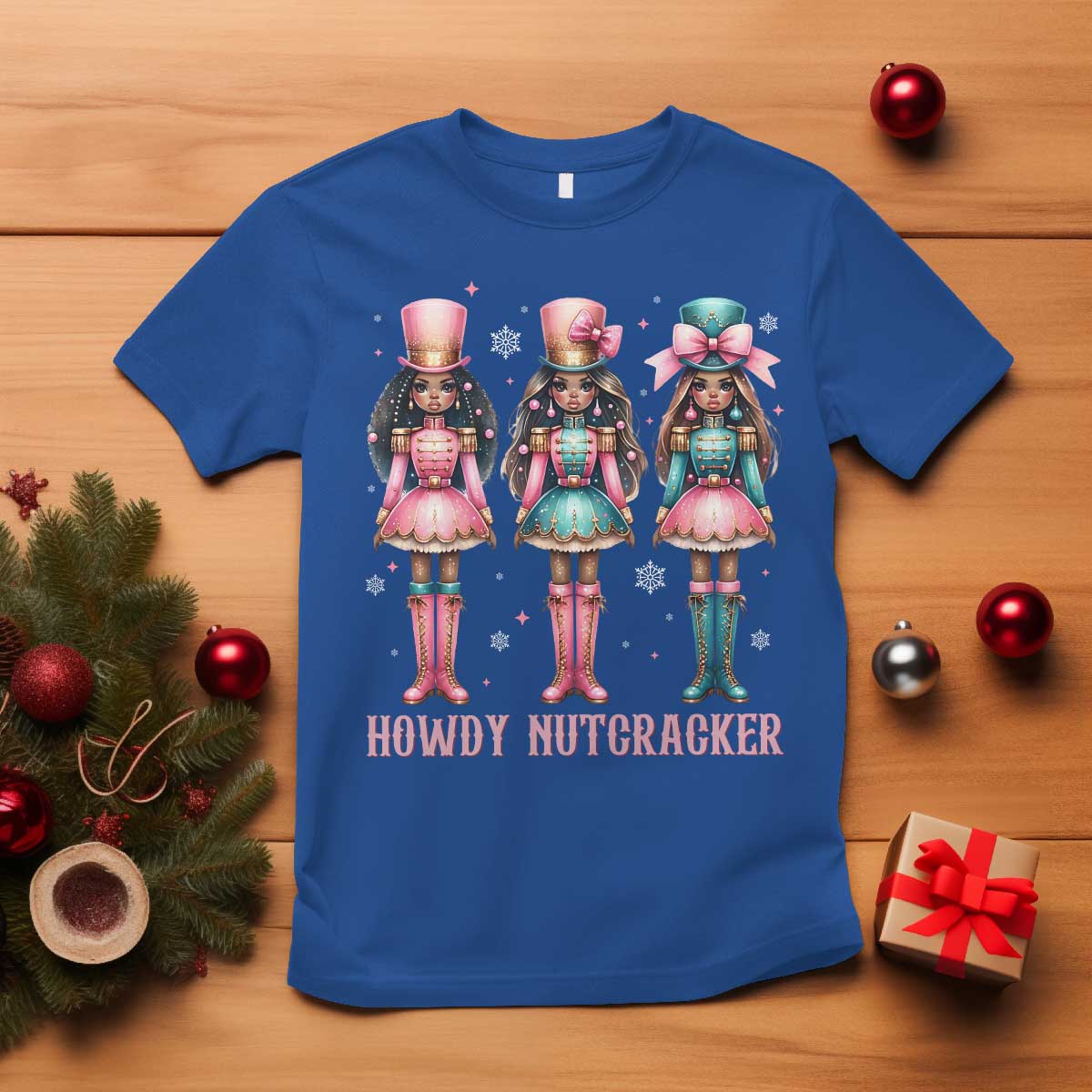Howdy Nutcracker Cowgirl Christmas Western Country T Shirt TS14 Royal Blue Print Your Wear