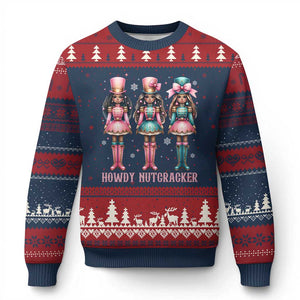 Howdy Nutcracker Cowgirl Christmas Western Country Ugly Christmas Sweater TS14 Navy Red Print Your Wear
