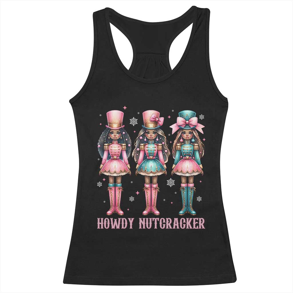 Howdy Nutcracker Cowgirl Christmas Western Country Racerback Tank Top - Print Your Wear