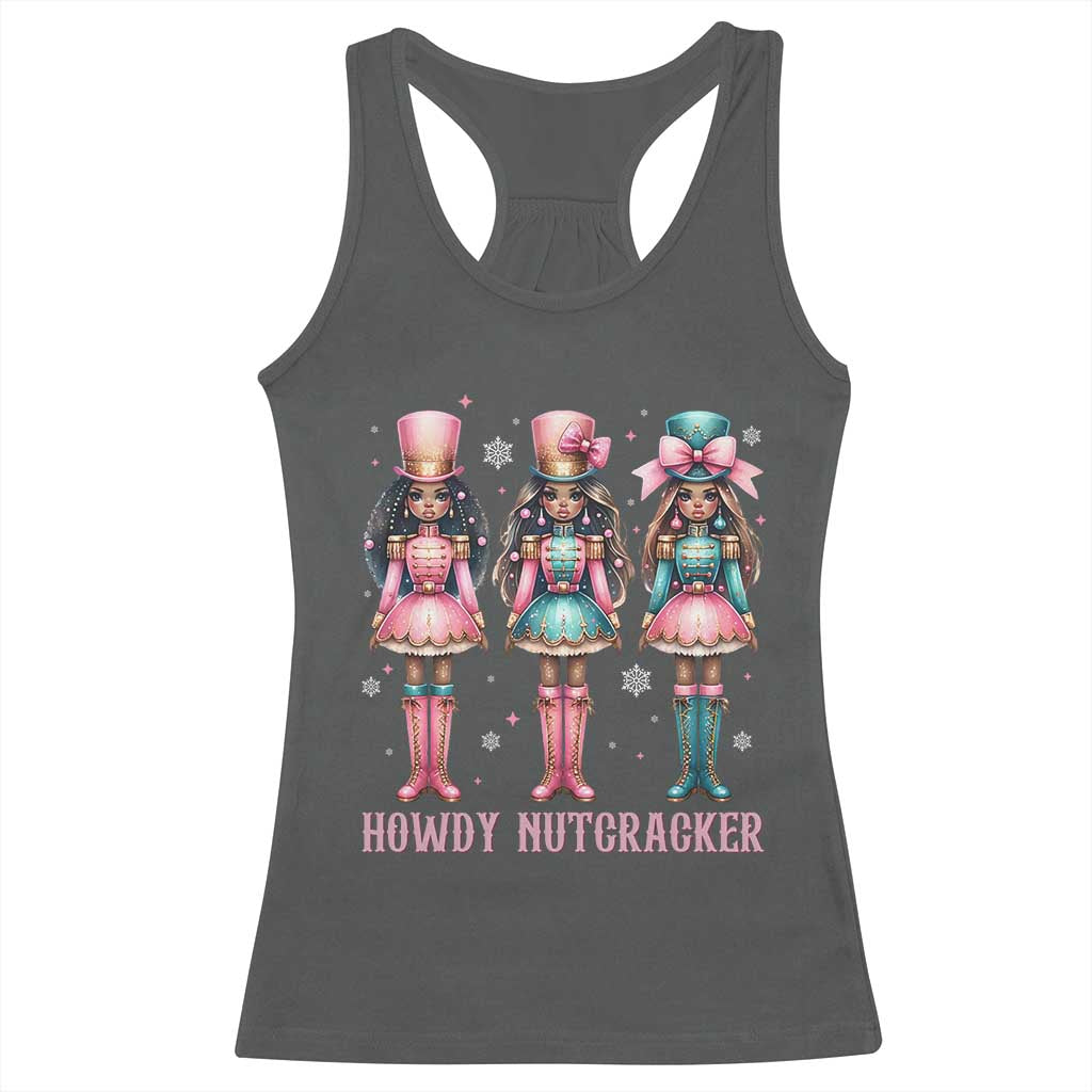 Howdy Nutcracker Cowgirl Christmas Western Country Racerback Tank Top TS14 Dark Heather Print Your Wear