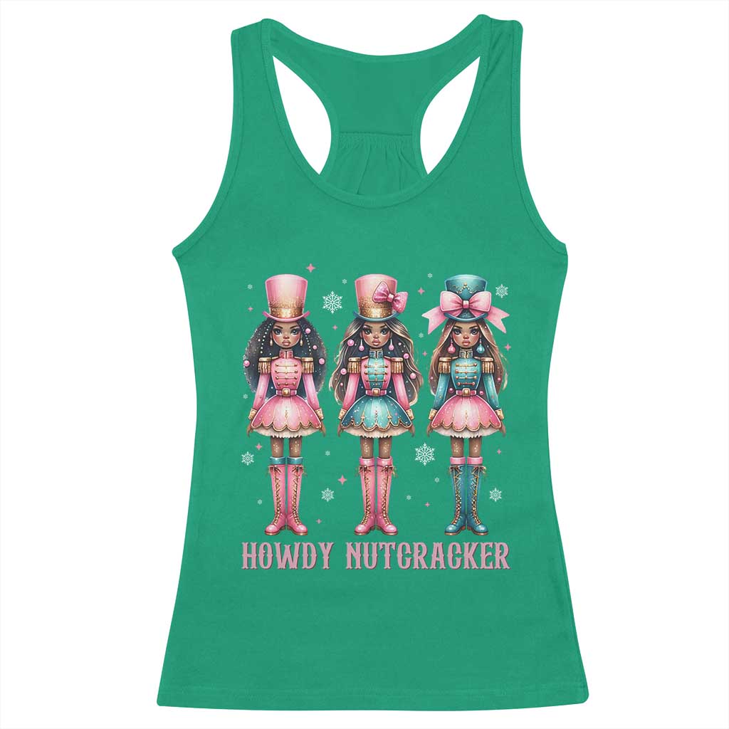 Howdy Nutcracker Cowgirl Christmas Western Country Racerback Tank Top - Print Your Wear