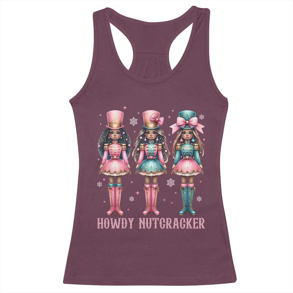 Howdy Nutcracker Cowgirl Christmas Western Country Racerback Tank Top TS14 Maroon Print Your Wear